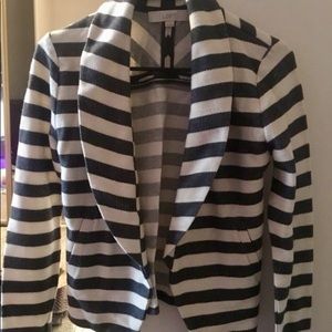 White & Grey Striped Cardigan